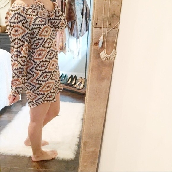EVERLY geometric Aztec modern boho shift dress - Picture 2 of 4